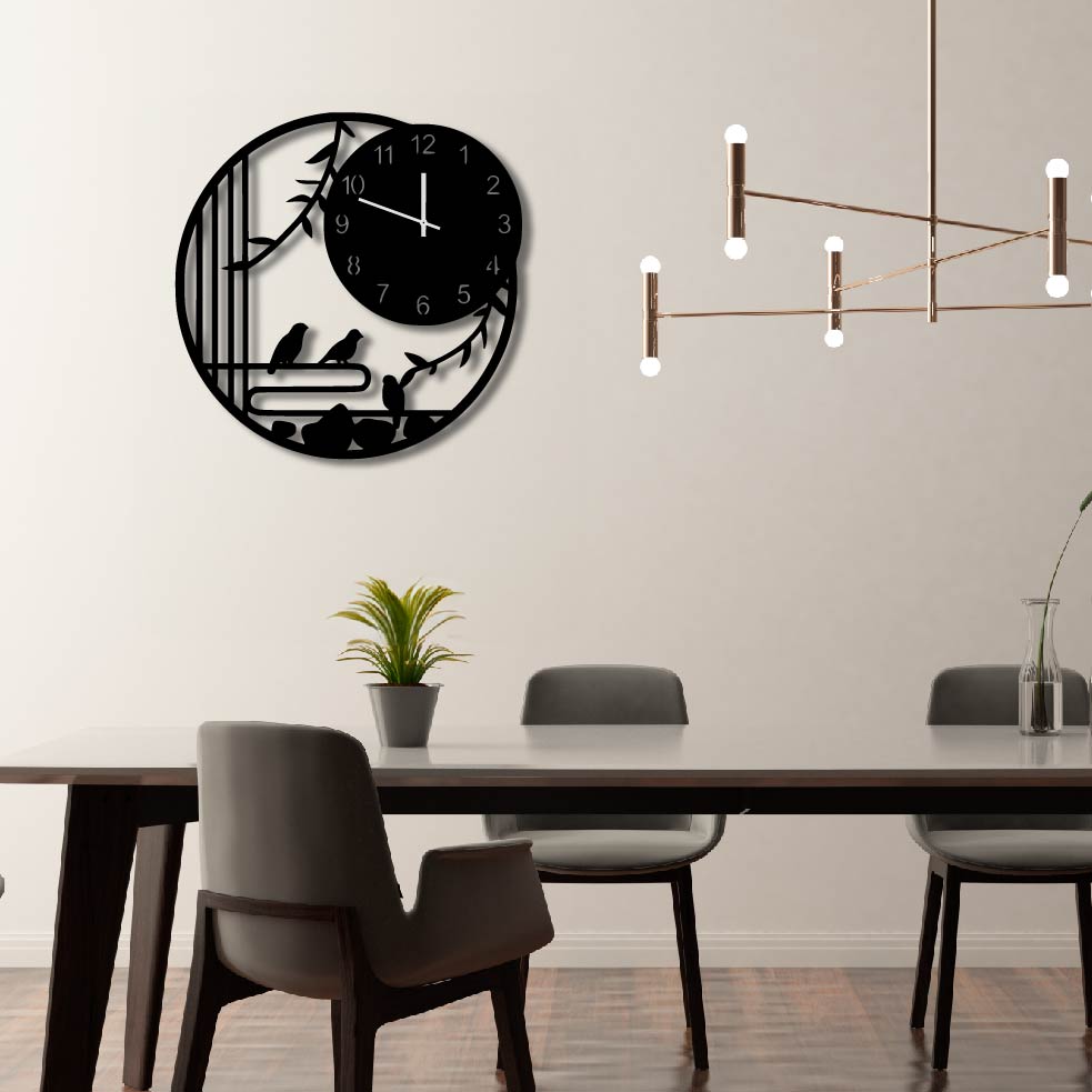 ORIENTAL STYLE NATURE METAL WALL ART CLOCK