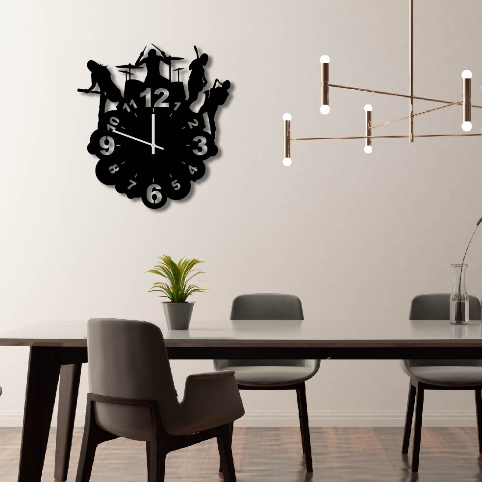 PLAYING BAND METAL WALL ART CLOCK