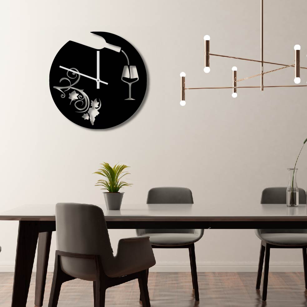 WINE O'CLOCK METAL WALL ART CLOCK