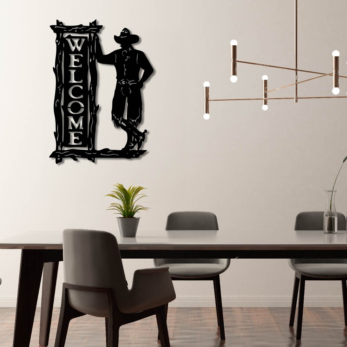 COWBOY WELCOME SIGN METAL WALL ART