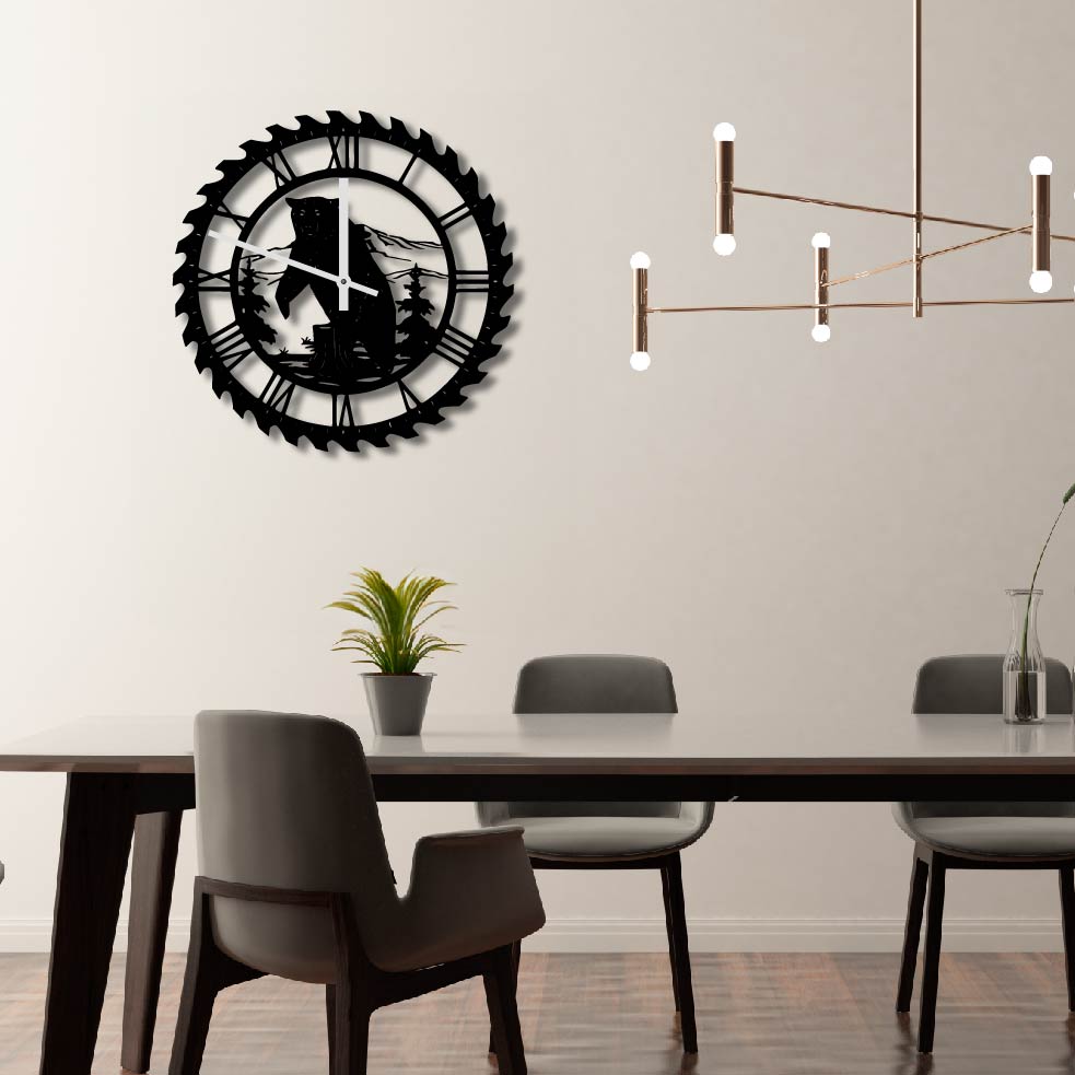 BEAR 2 METAL WALL ART CLOCK