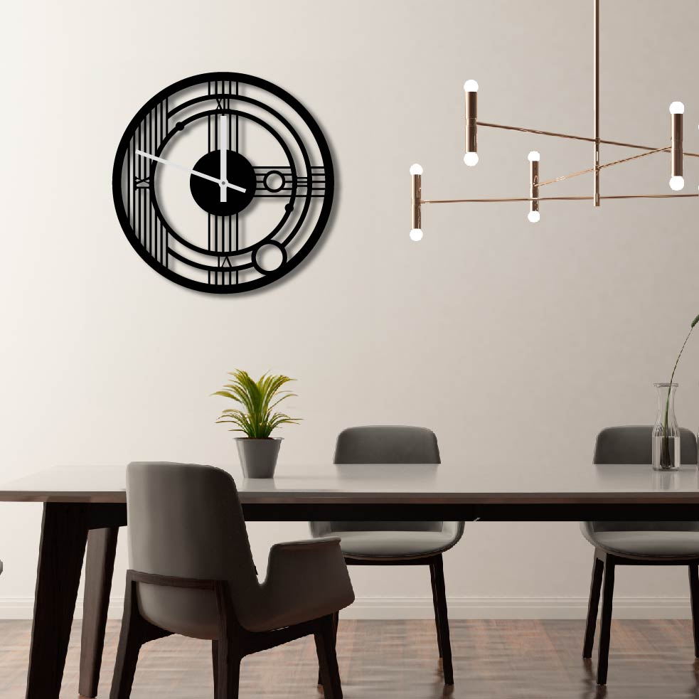 GEOMETRIC LINES METAL WALL ART CLOCK 5