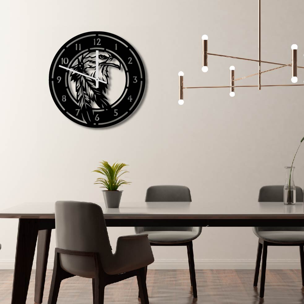 EAGLE DETAILED METAL WALL ART CLOCK