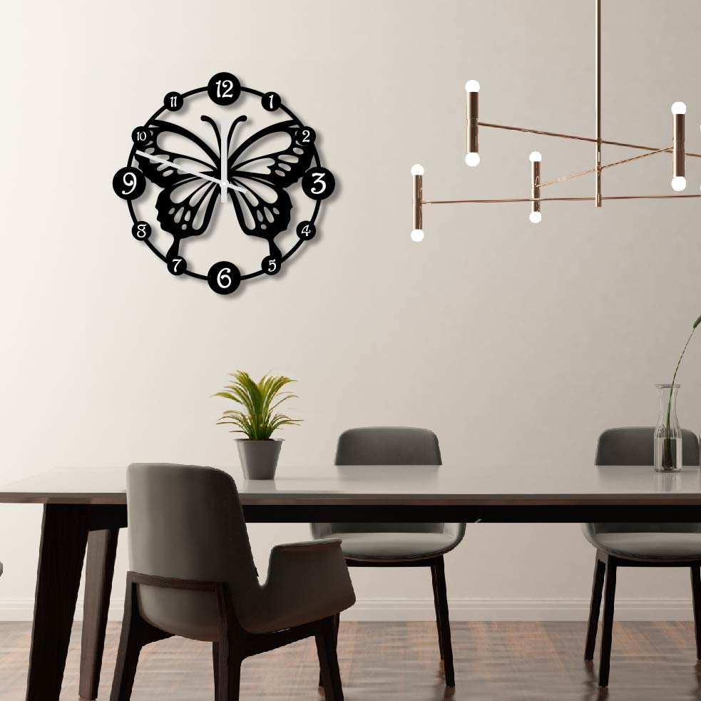 BUTTERFLY METAL WALL ART CLOCK