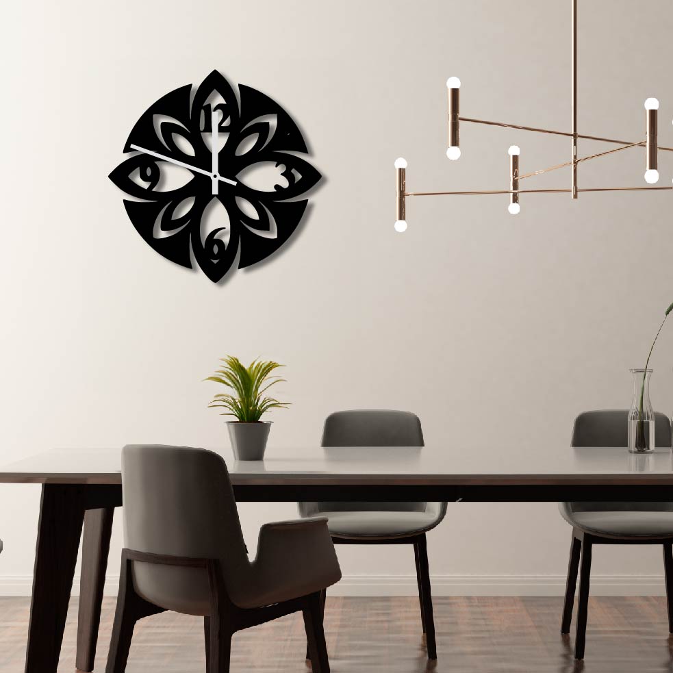 LOTUS FLOWER CUTOUT METAL WALL ART CLOCK