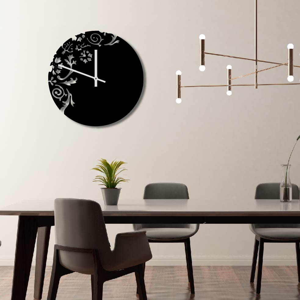 ASYMMETRIC FLORAL CUTOUT  METAL WALL ART CLOCK