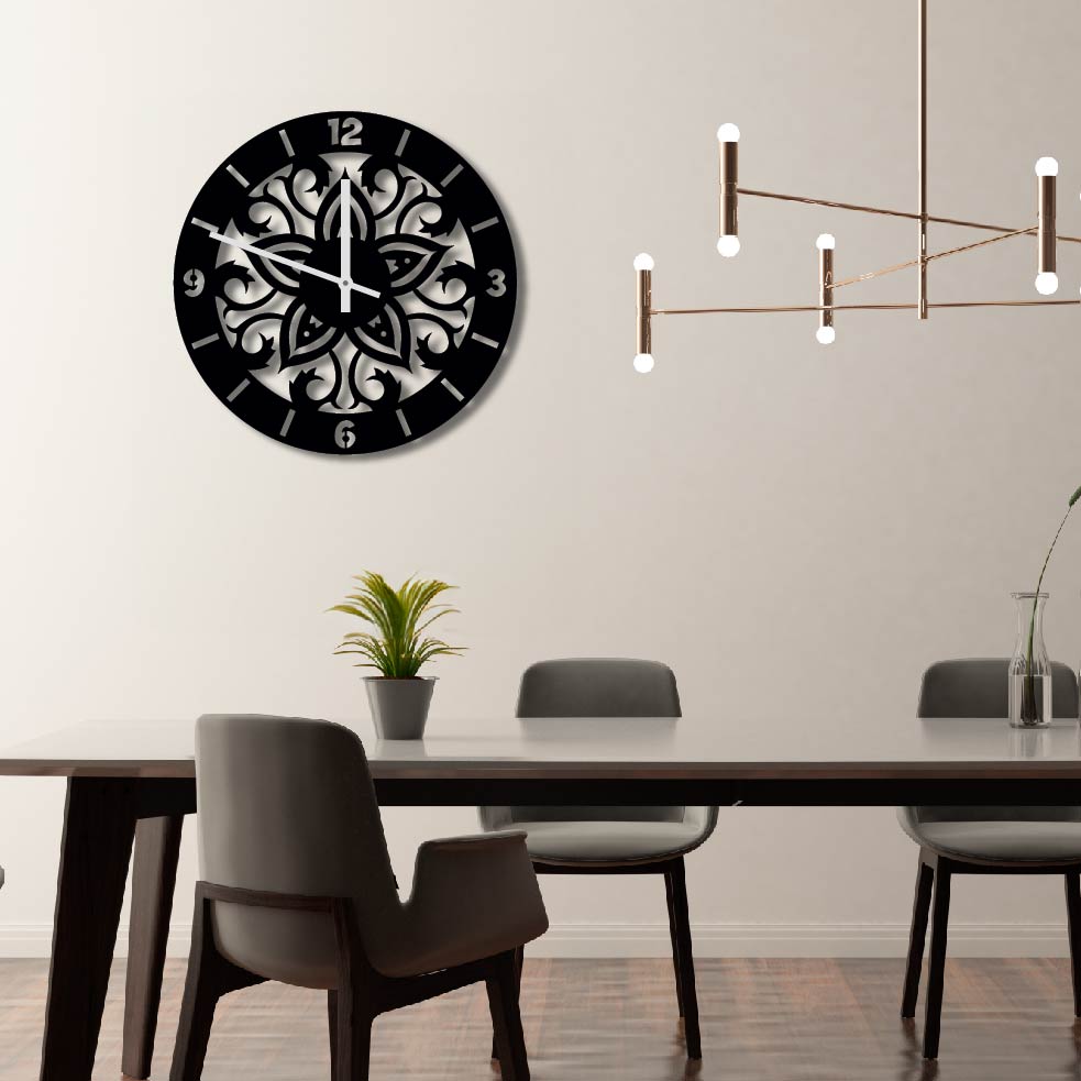 5 PETAL FLOWER METAL WALL ART CLOCK