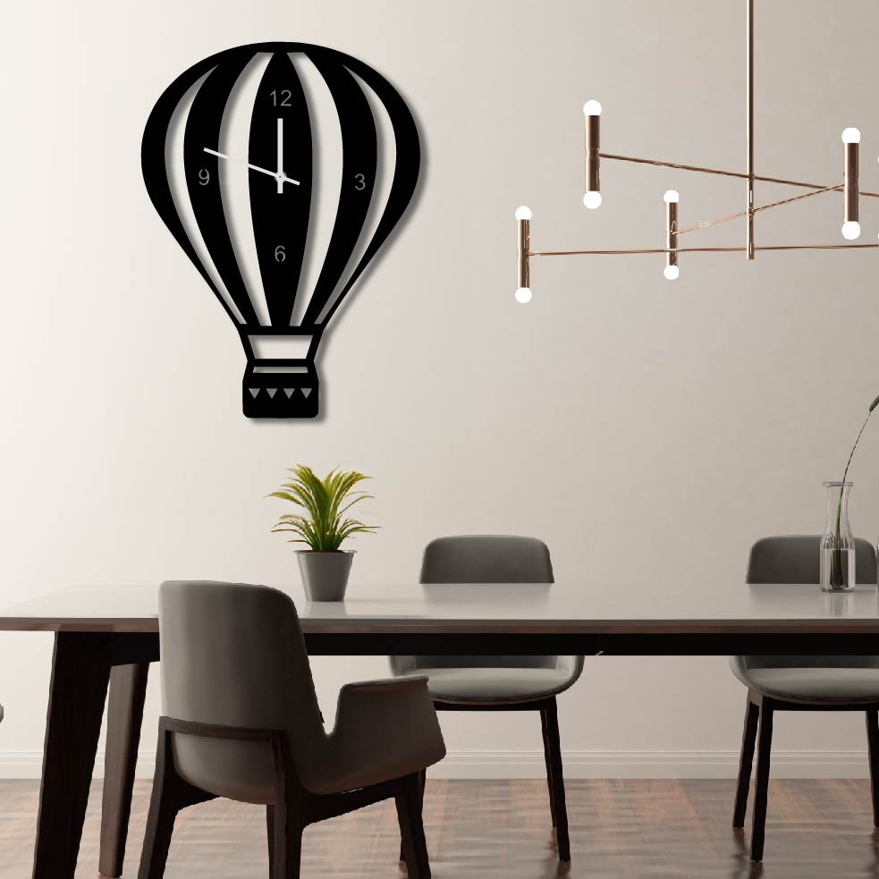 HOT AIR BALLOON METAL WALL ART CLOCK