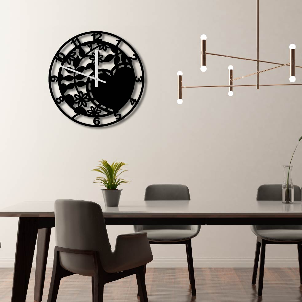 HEART AND FLOWERS METAL WALL ART CLOCK