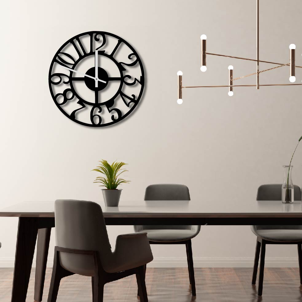 BIG NUMBERS CUTOUT METAL WALL ART CLOCK