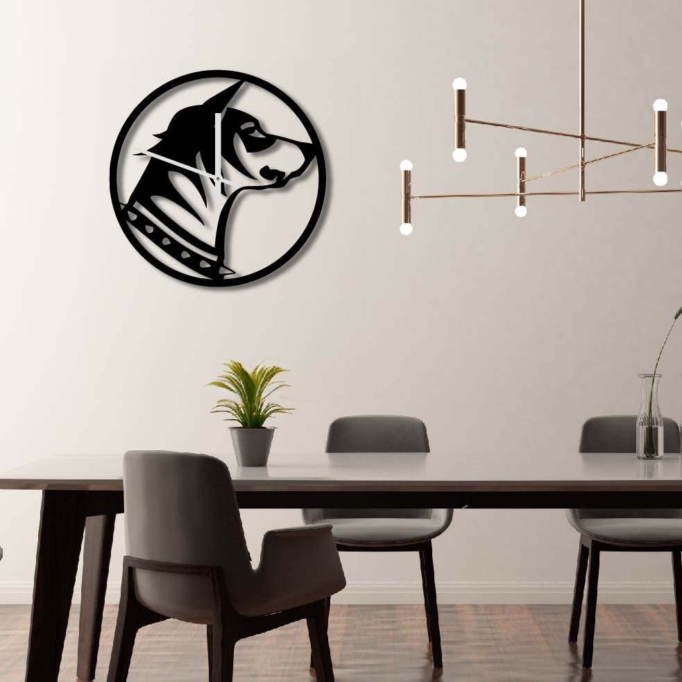 DOG PORTRAIT METAL WALL ART CLOCK