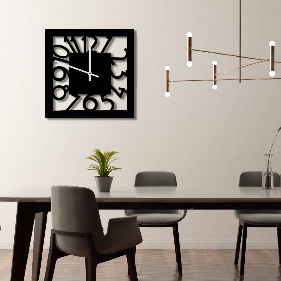 SQUARE FRAME METAL WALL ART CLOCK