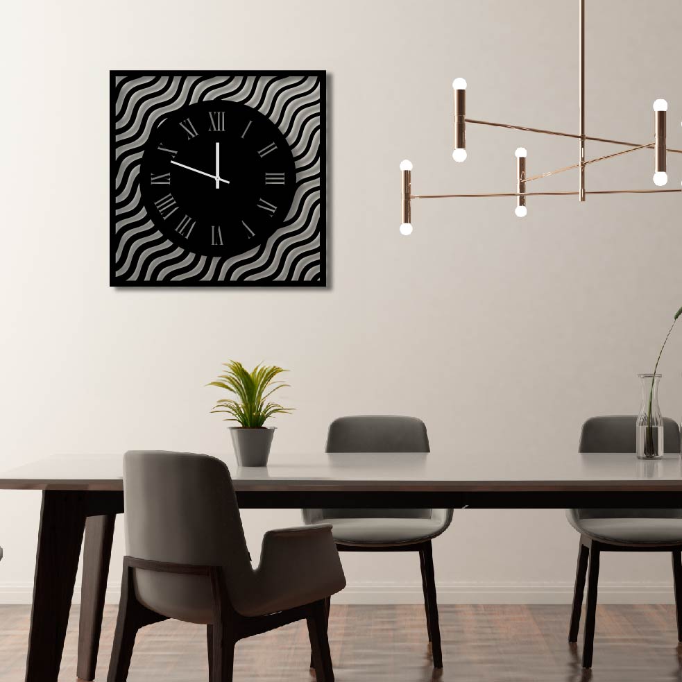 SQUARE WAVE METAL WALL ART CLOCK