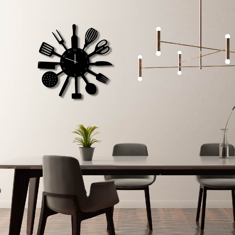 KITCHEN METAL WALL ART CLOCK