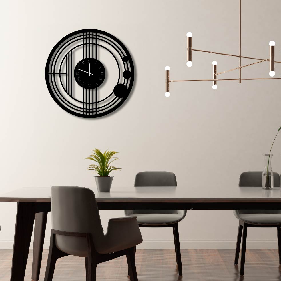 GEOMETRIC LINES METAL WALL ART CLOCK