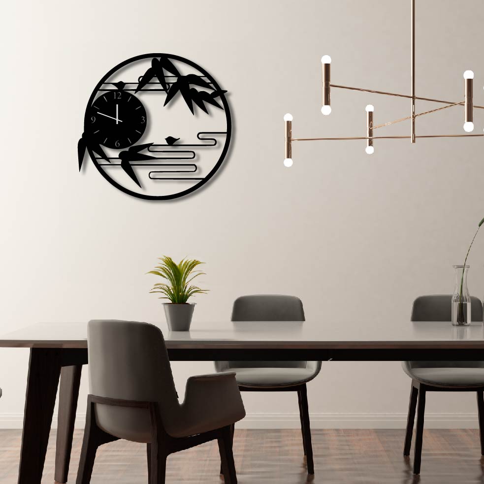 ORIENTAL STYLE METAL WALL ART CLOCK