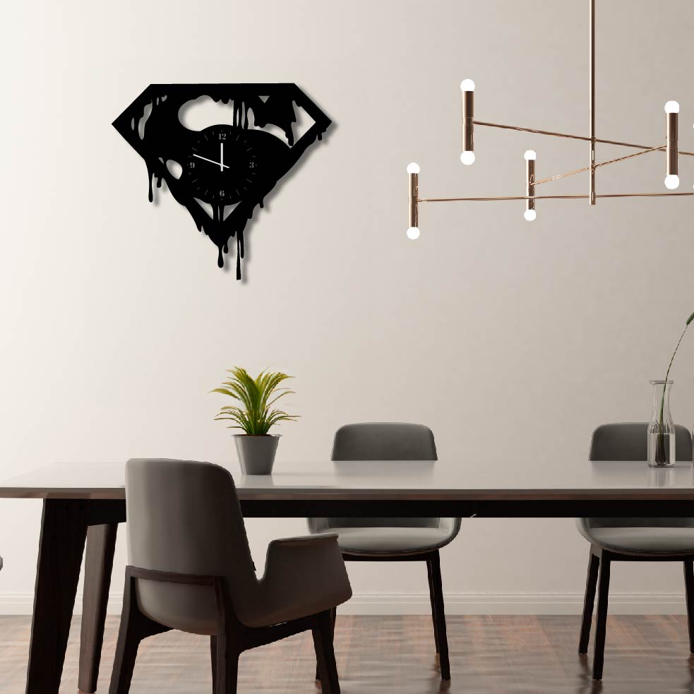 SUPERMAN LOGO DRIP METAL WALL ART CLOCK