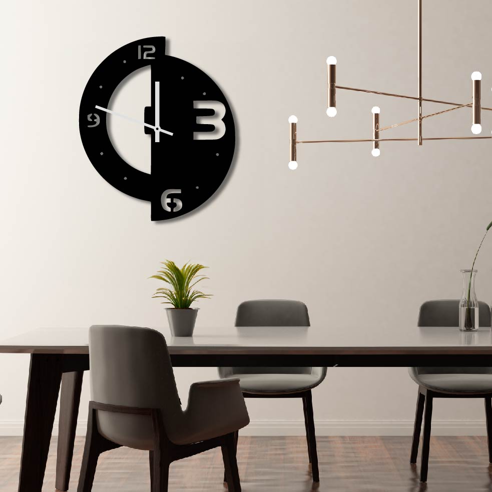 SEMI CIRCLES METAL WALL ART CLOCK