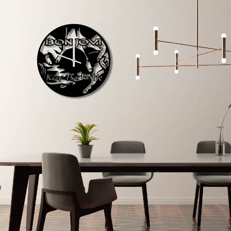 BON JOVI KEEP THE FAITH METAL WALL ART CLOCK