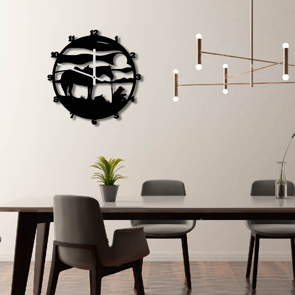 COWBOY METAL WALL ART CLOCK