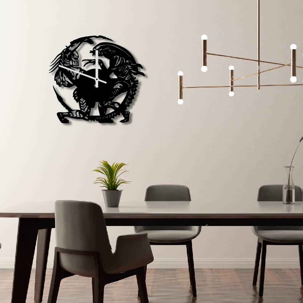ALIEN VS PREDATOR METAL WALL ART CLOCK