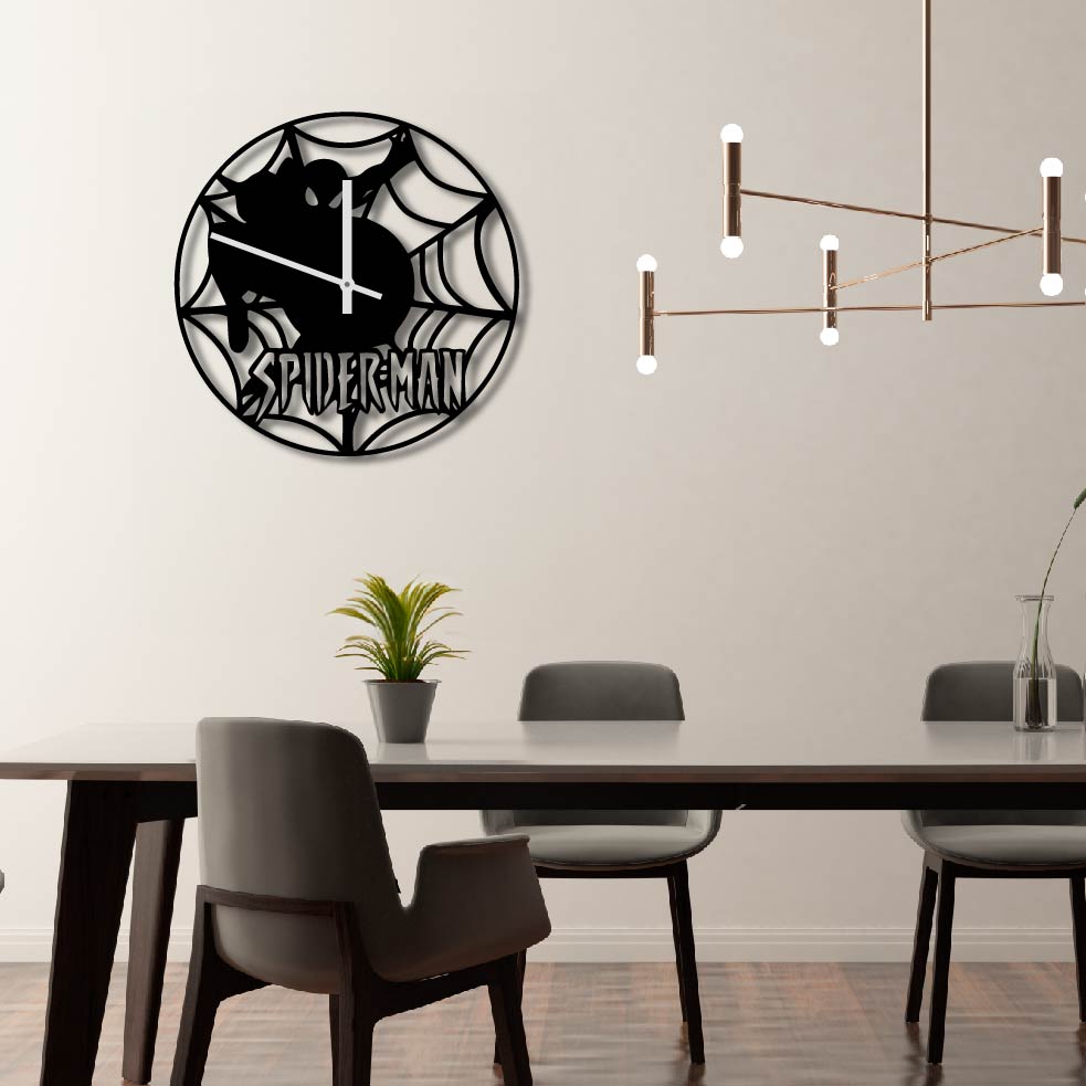SPIDERMAN WEB METAL WALL ART CLOCK