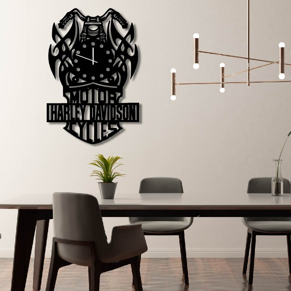 HARLEY DAVIDSON BIKE METAL WALL ART CLOCK