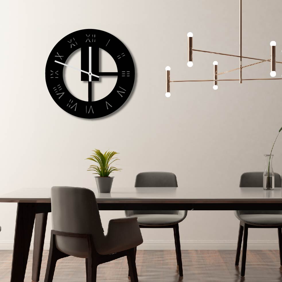 ROMAN NUMERAL FRAME METAL WALL ART CLOCK