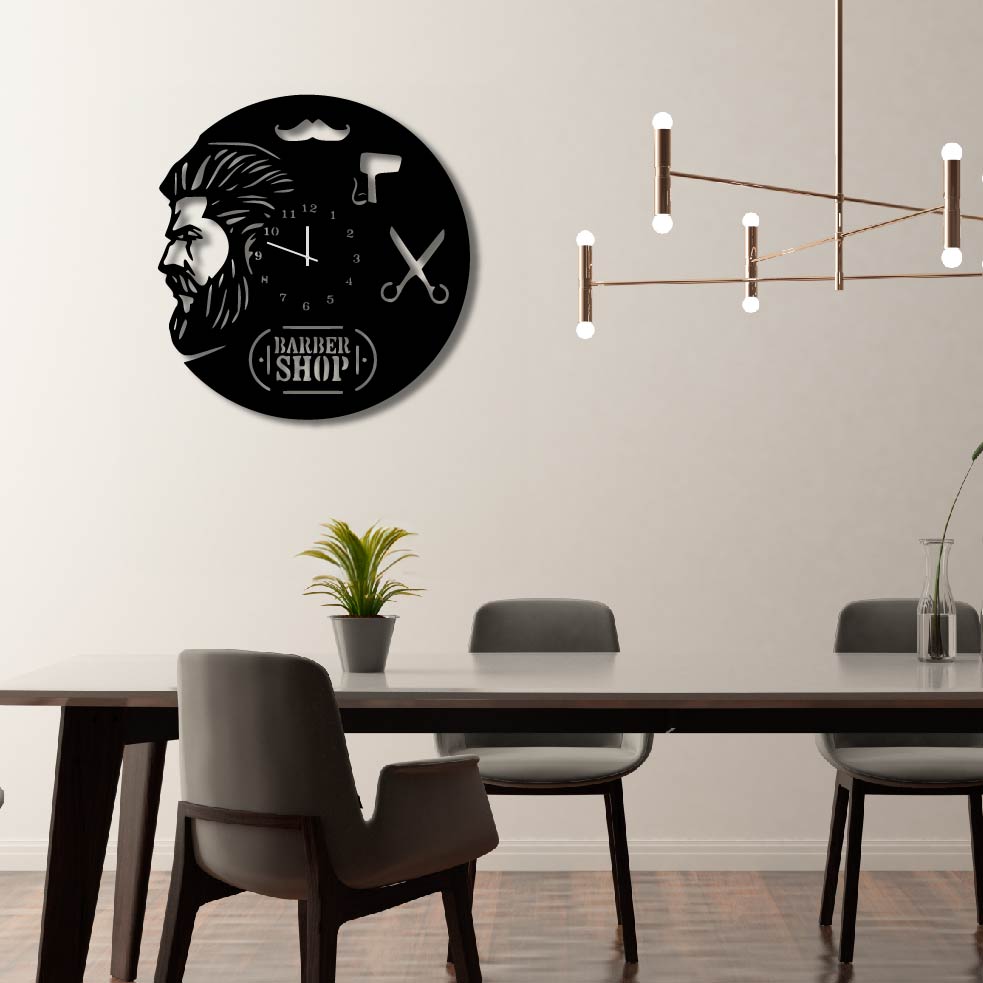 BARBER SHOP 2 METAL WALL ART CLOCK