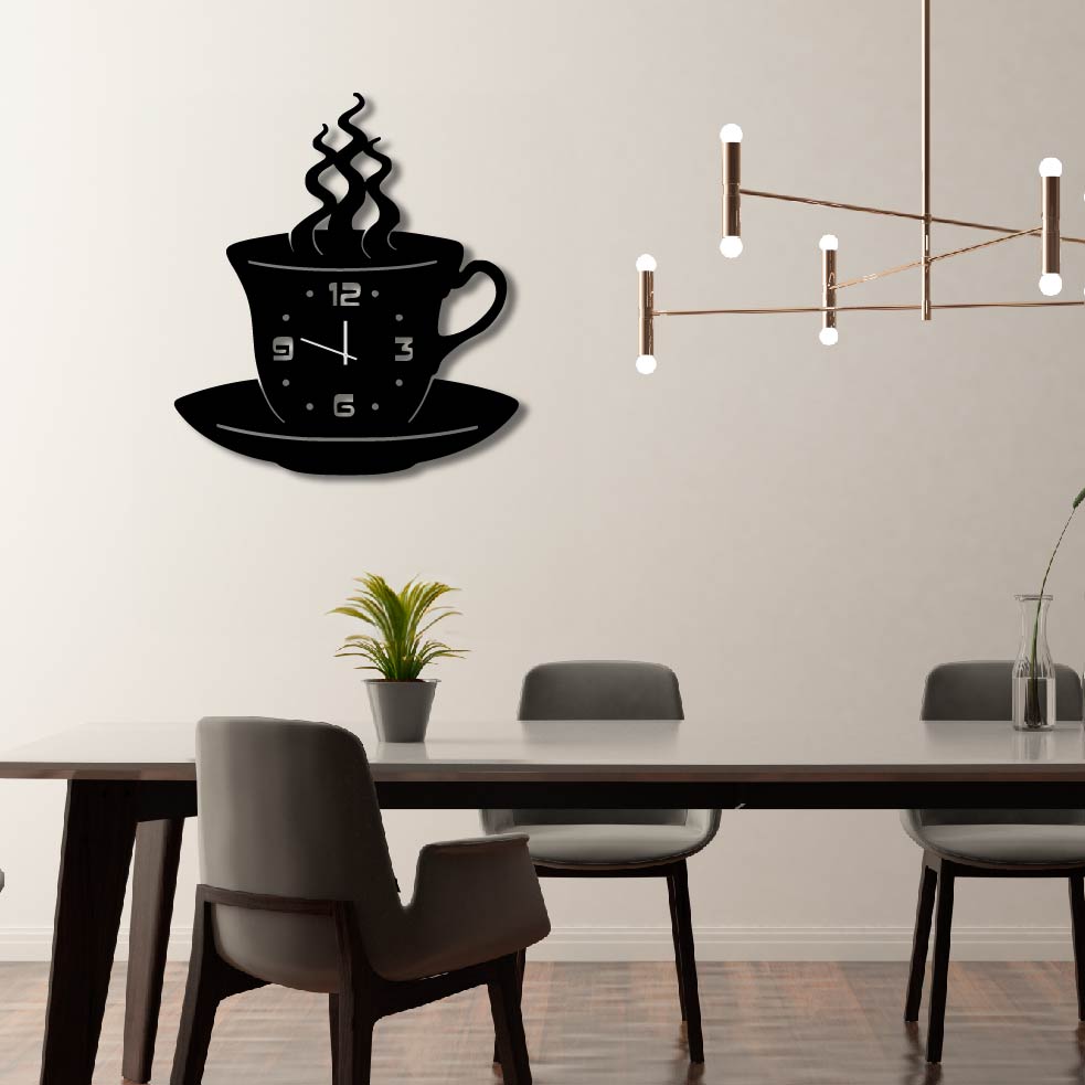 TEACUP METAL WALL ART CLOCK