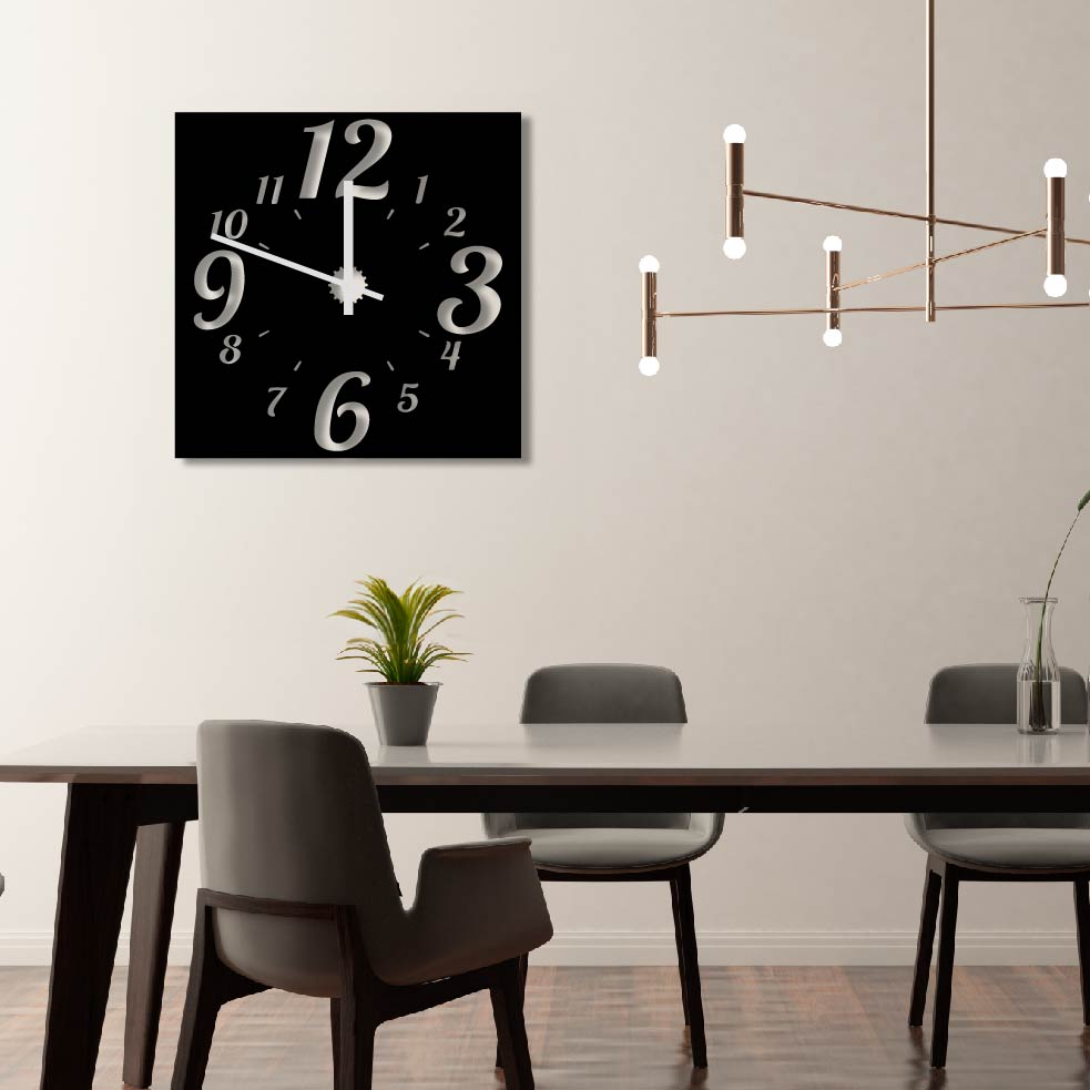 BOLD NUMBERS SQUARE METAL WALL ART CLOCK