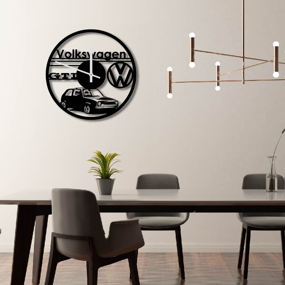 VW GOLF METAL WALL ART CLOCK