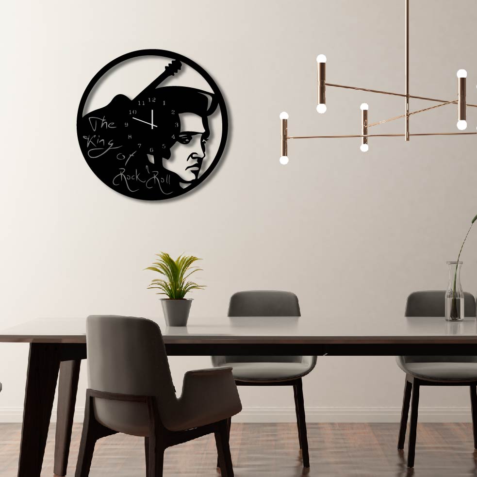 THE KING OF ROCK AND ROLL METAL WALL ART CLOCK