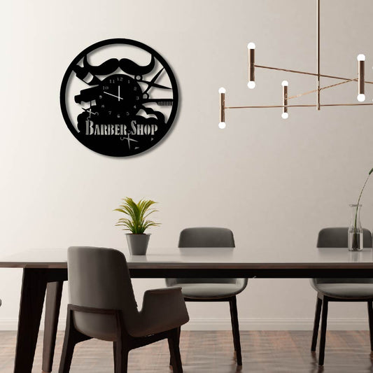 BARBER SHOP 4 FRAME METAL WALL ART CLOCK