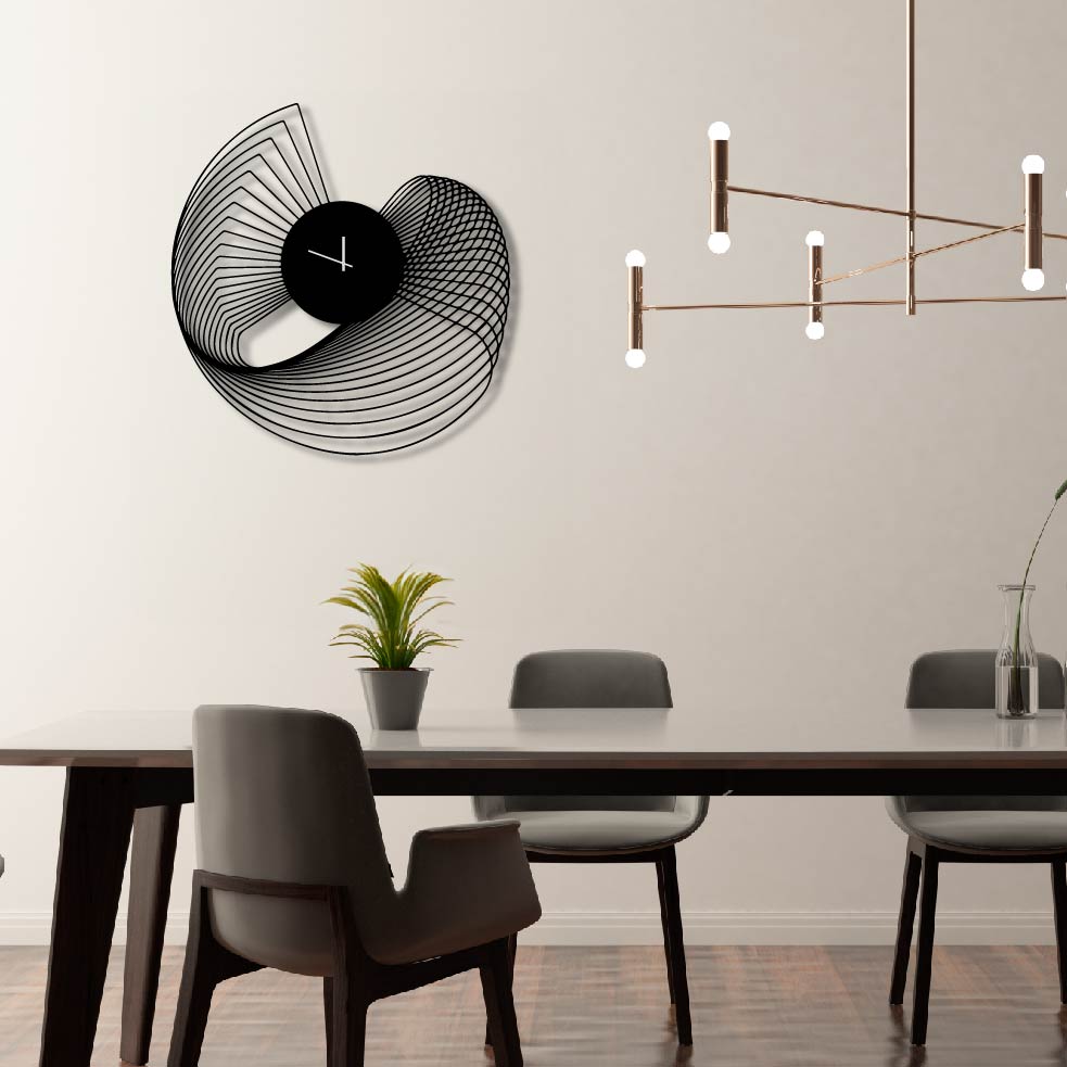 GEOMETRIC SWIRL METAL WALL ART CLOCK