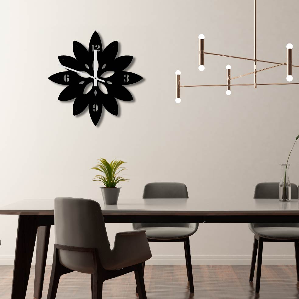 FLOWER 4 METAL WALL ART CLOCK