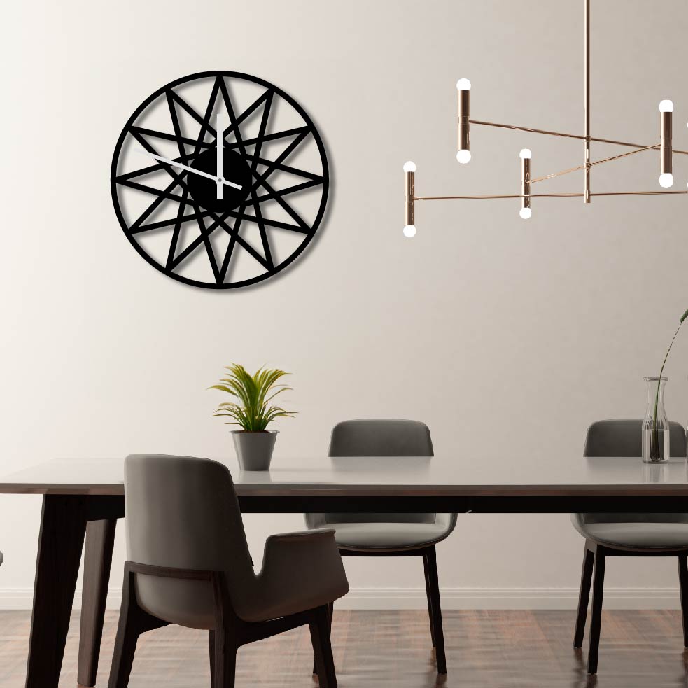 12 POINT STAR METAL WALL ART CLOCK