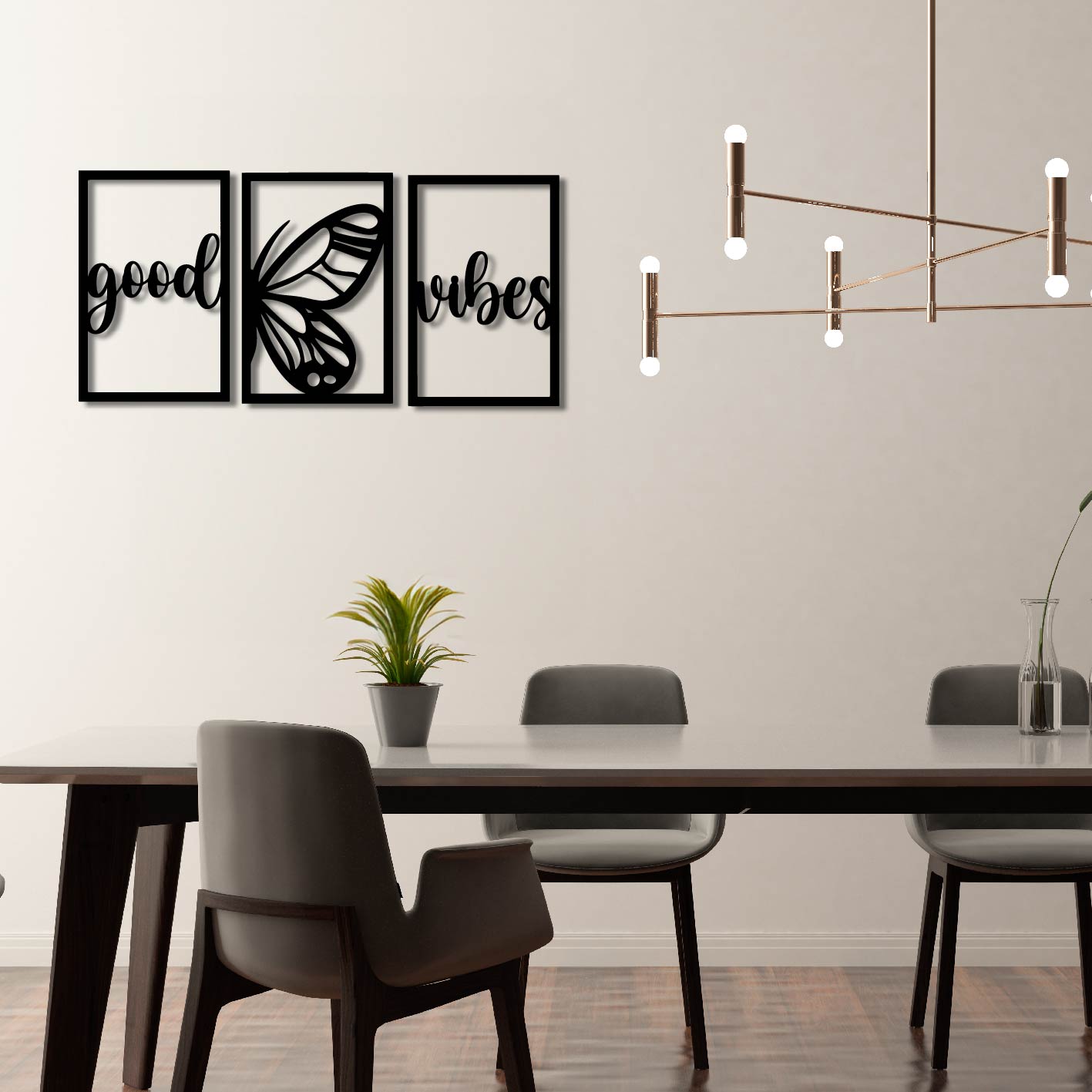 3 PIECE BUTTERFLY GOOD VIBES METAL WALL ART
