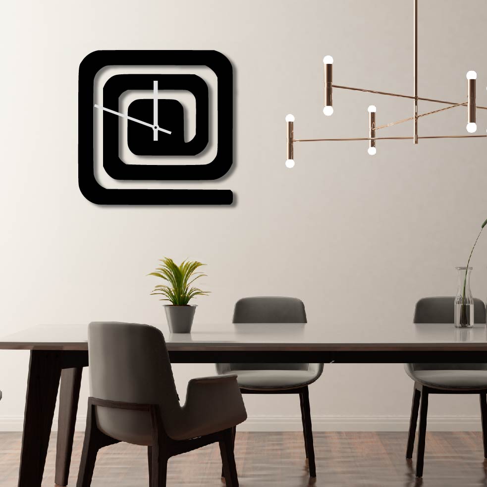 SQUARE SWIRL METAL WALL ART CLOCK