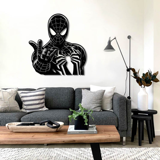 SPIDERMAN SHOOTING WEB FRONT METAL WALL ART