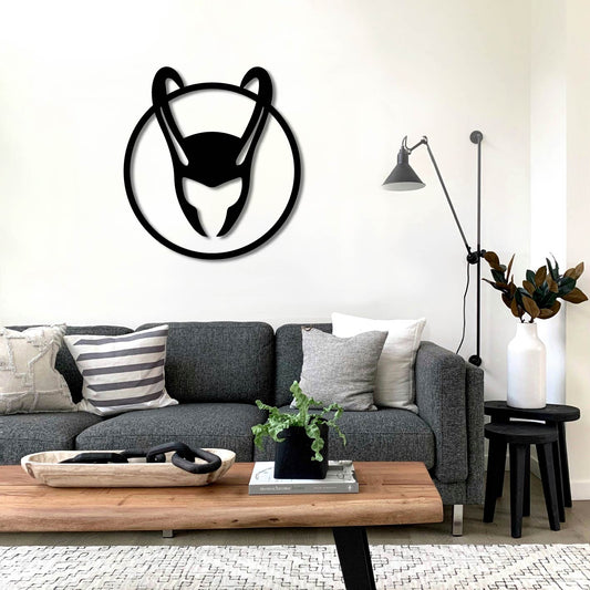LOKI HELMET LOGO METAL WALL ART