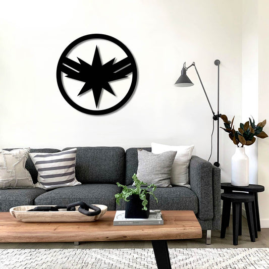 CAPTAIN MARVEL LOGO ROUND METAL WALL ART