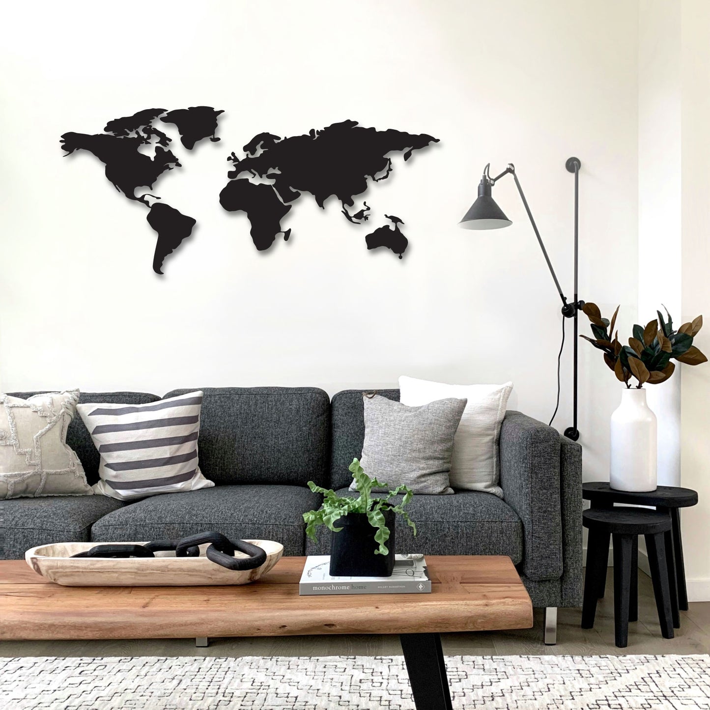 WORLD MAP SILHOUETTE METAL WALL ART