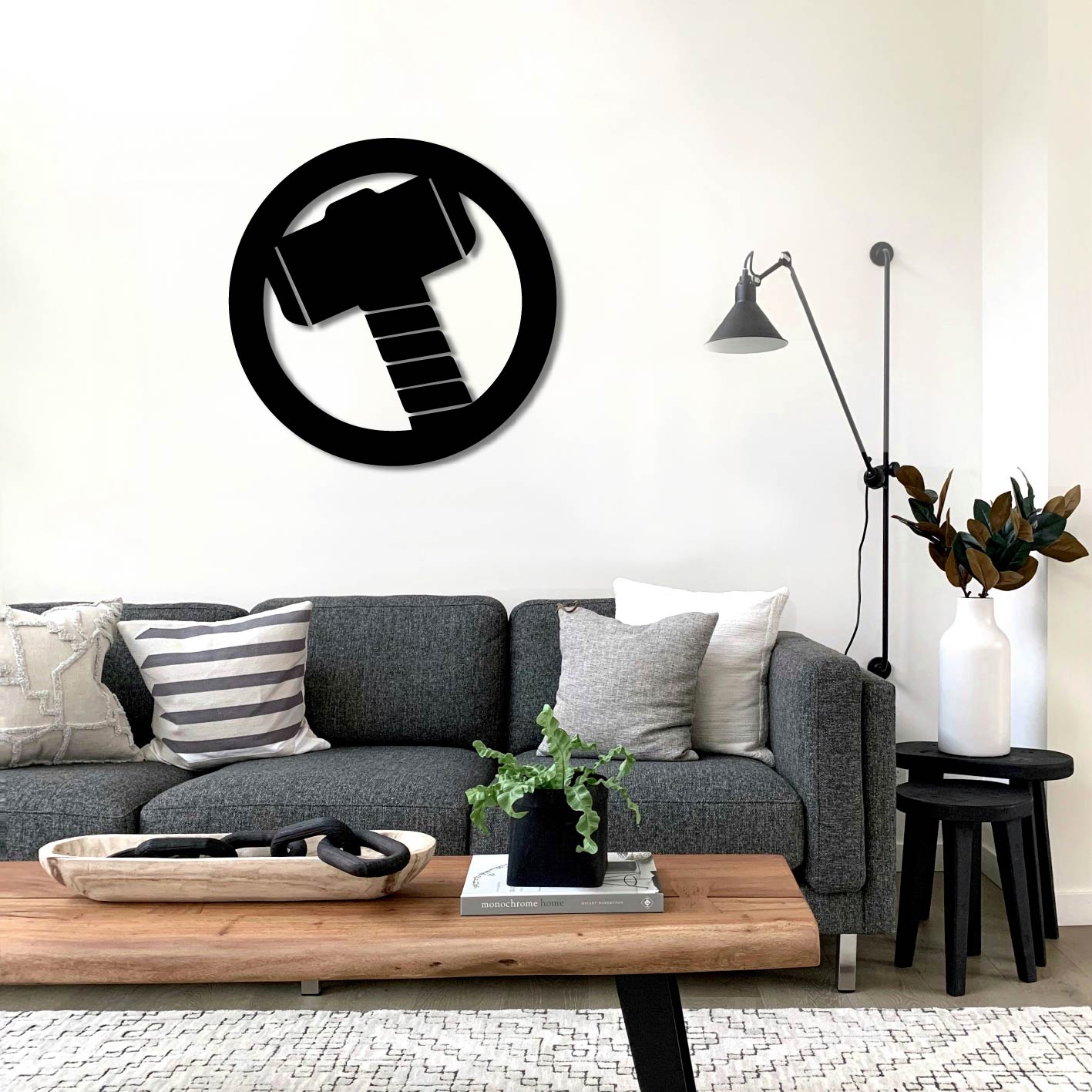 THOR HAMMER LOGO METAL WALL ART