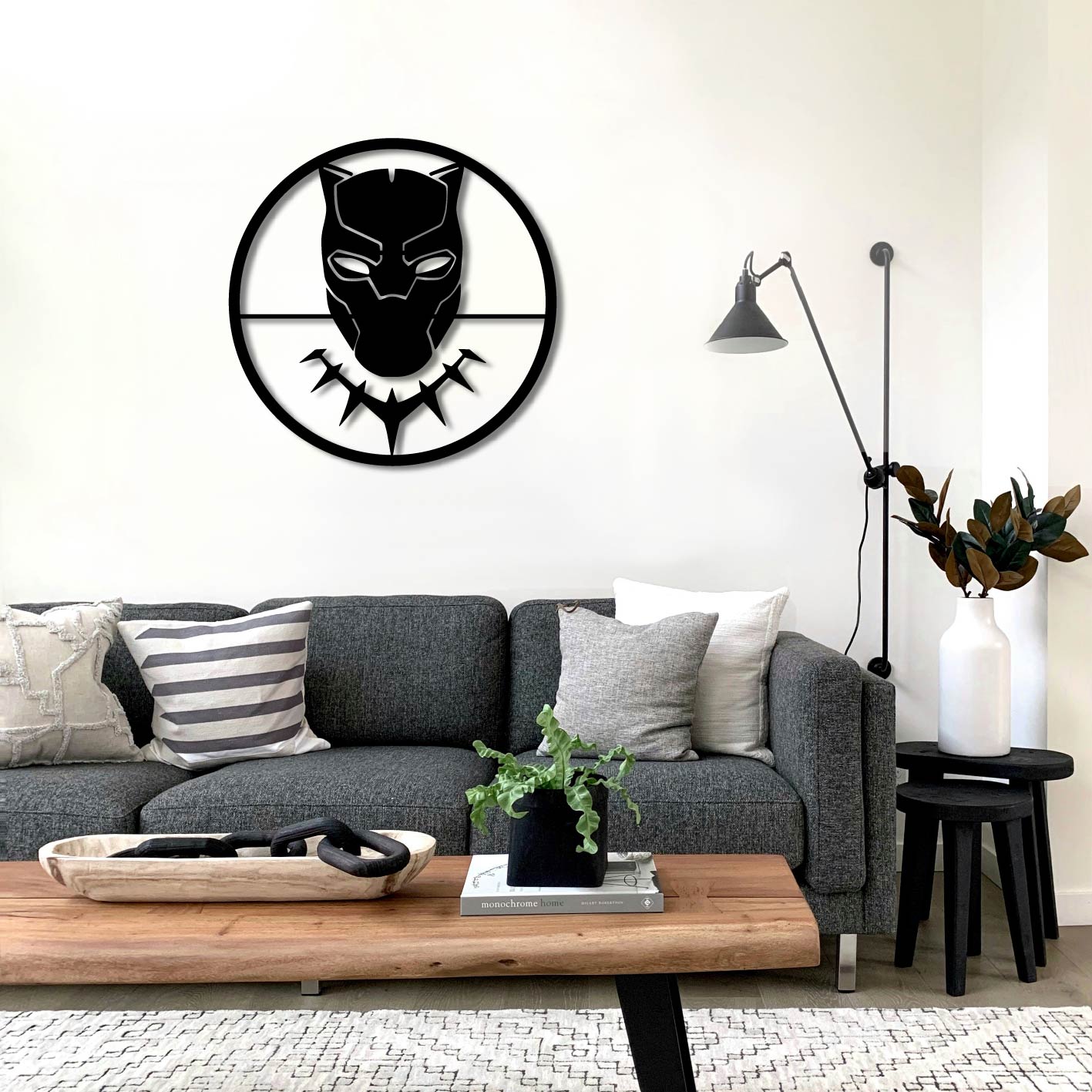 BLACK PANTHER LOGO METAL WALL ART