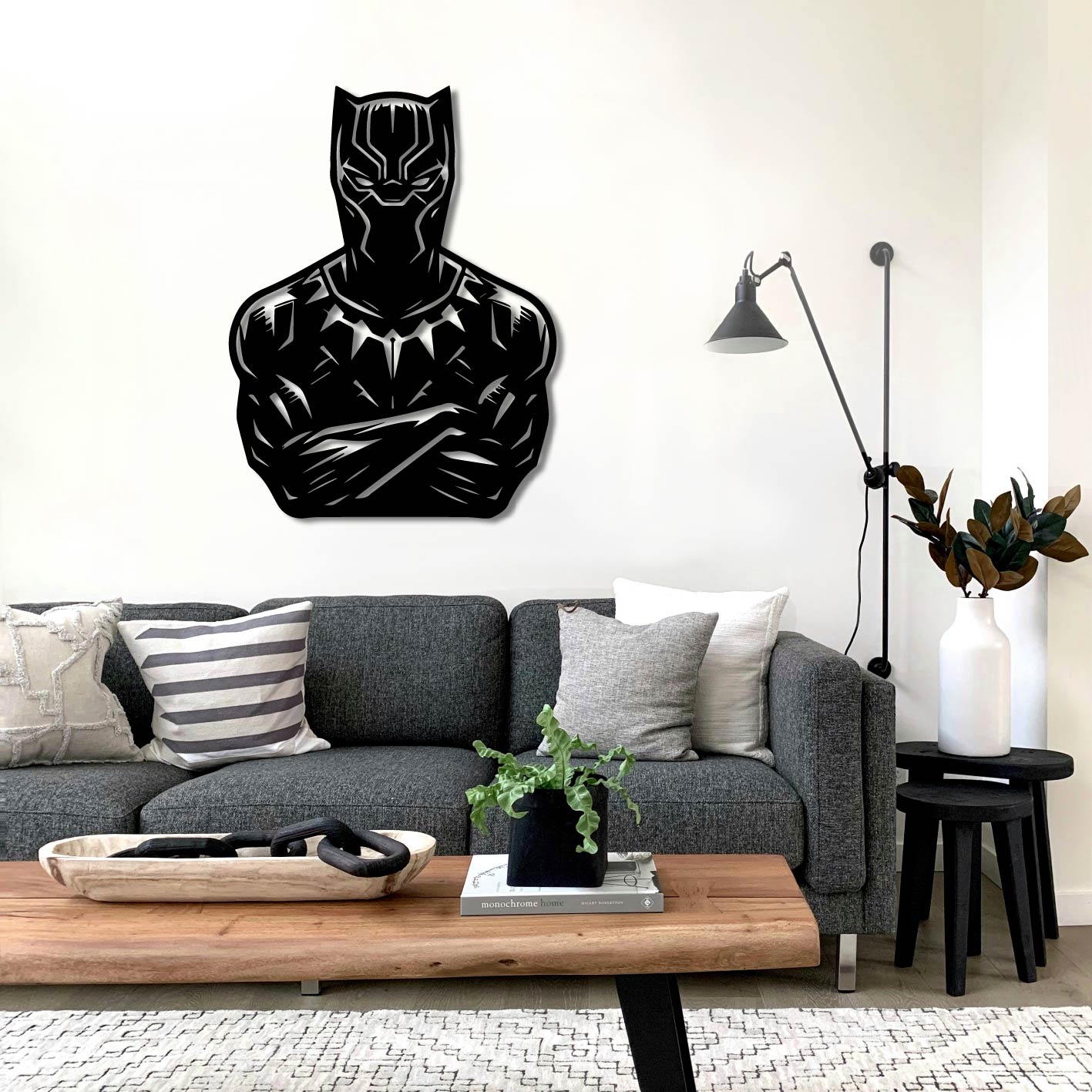 BLACK PANTHER CROSSED ARMS METAL WALL ART