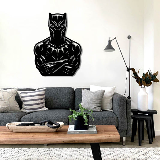 BLACK PANTHER CROSSED ARMS METAL WALL ART