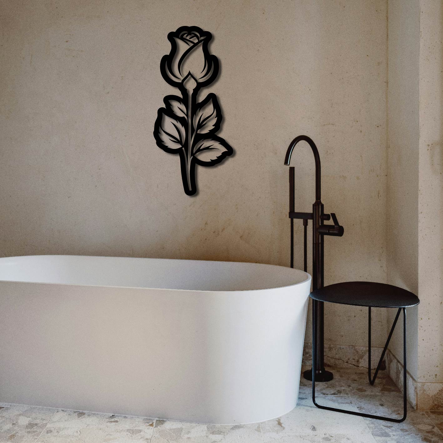 SIMPLE ROSE INVERTED METAL WALL ART