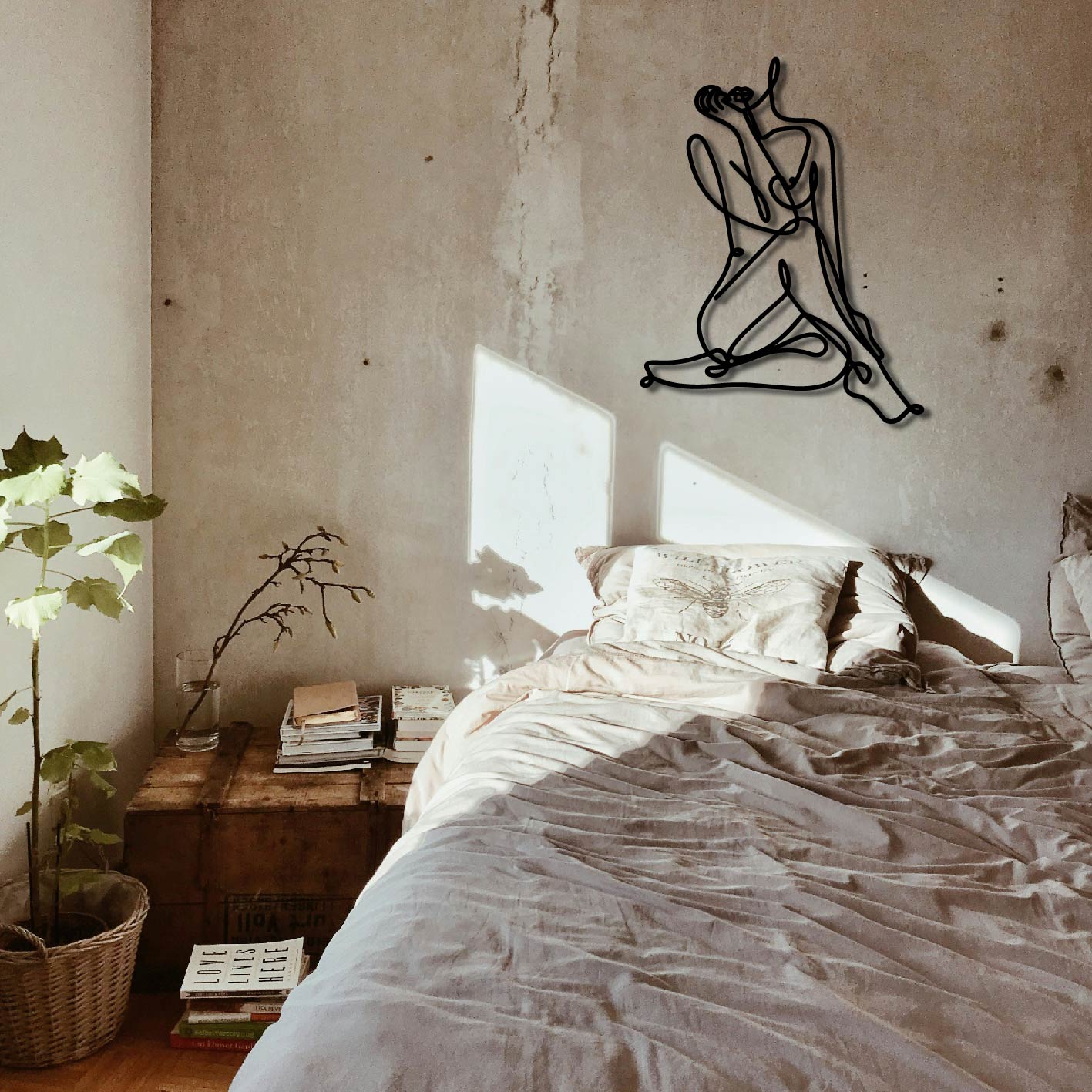 Woman Sitting Metal Wall Art Frame