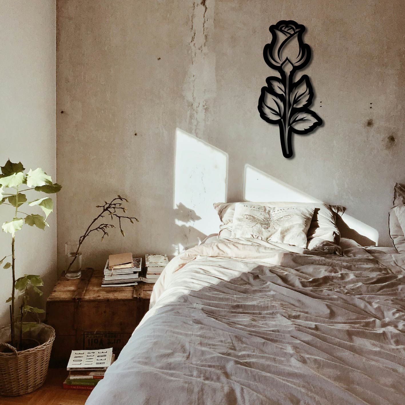 SIMPLE ROSE INVERTED METAL WALL ART